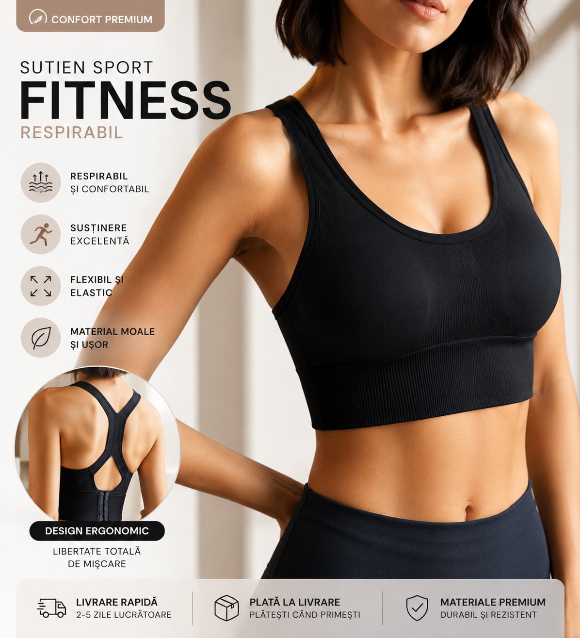 Sutien Sport Premium Respirabil pentru Fitness