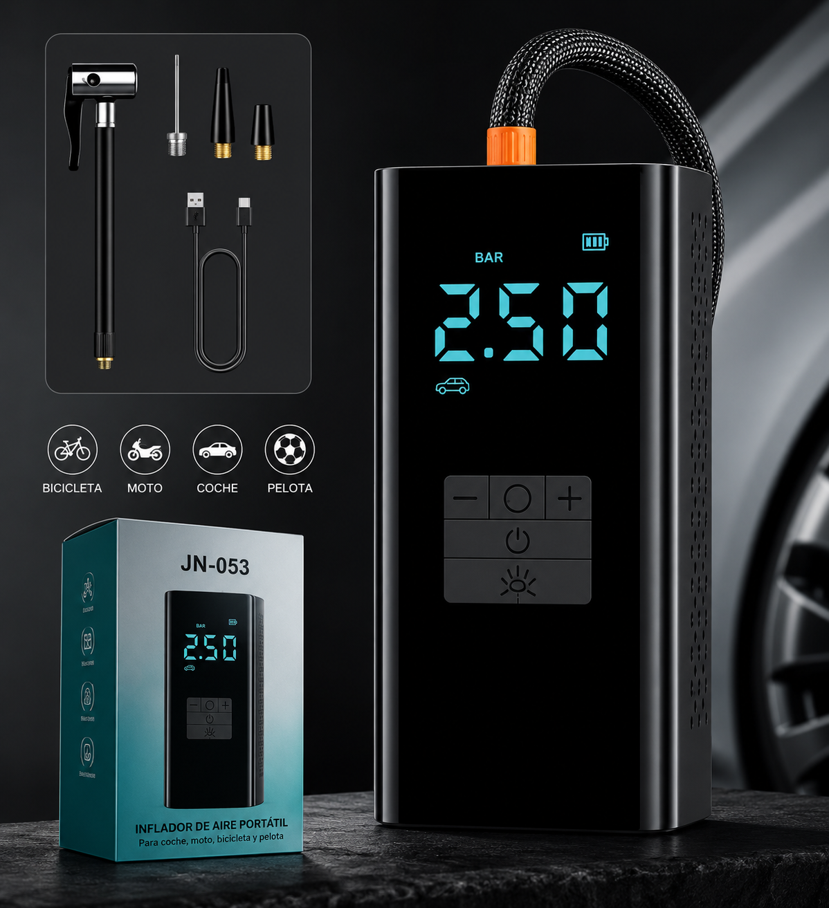 🚗 Compresor Inteligent de Aer Portabil cu Afișaj Digital