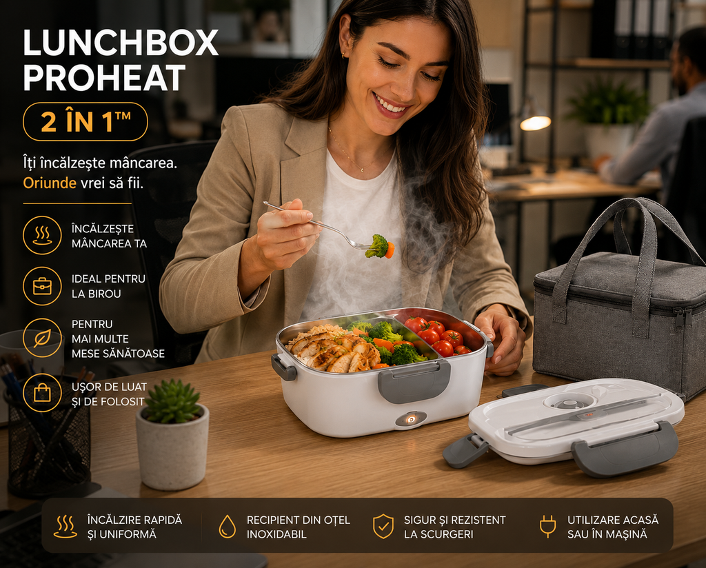 🍱⚡ LunchBox ProHeat 2 în 1™ – Cutie Electrică pentru Prânz cu Încălzire